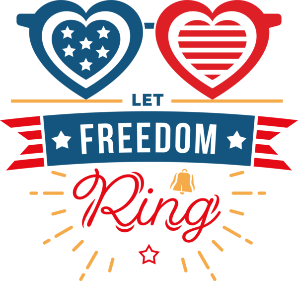 Transparent US Independence Day Heart Logo Heart for Let Freedom Ring for Us Independence Day
