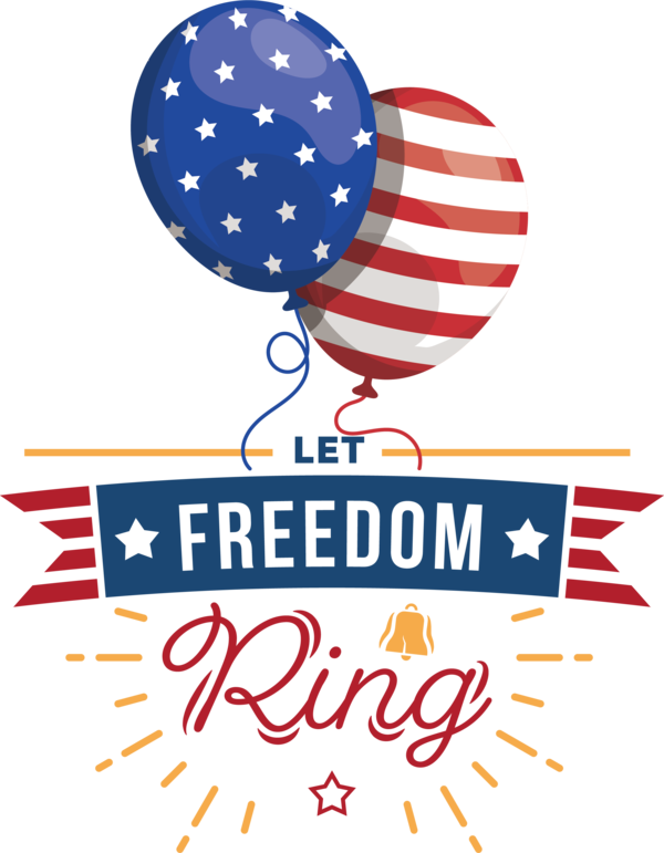 Transparent US Independence Day Balloon Logo Party for Let Freedom Ring for Us Independence Day