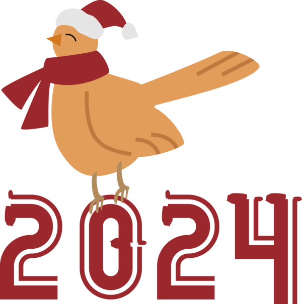 Transparent New Year Birds Logo Beak for Happy New Year 2024 for New Year