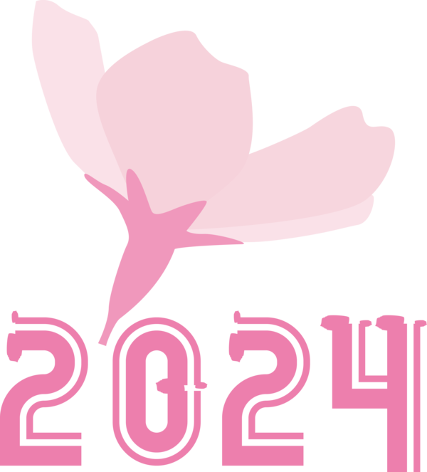 Transparent New Year Flower Design Logo for Happy New Year 2024 for New Year