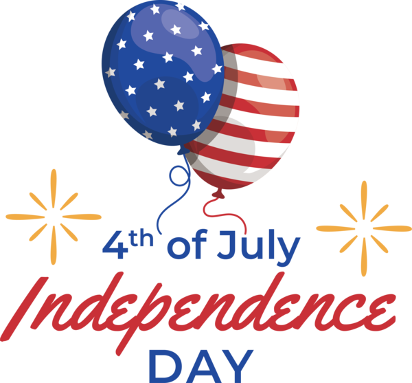 Transparent US Independence Day Logo Balloon Line for 4th Of July for Us Independence Day