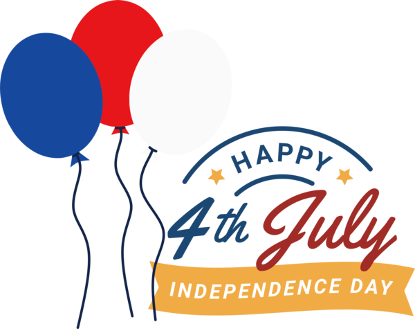 Transparent US Independence Day Logo Balloon Line for 4th Of July for Us Independence Day