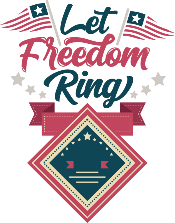 Transparent US Independence Day Design Logo Line for Let Freedom Ring for Us Independence Day
