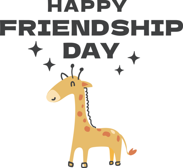 Transparent International Friendship Day Giraffe Cartoon Line for Friendship Day for International Friendship Day