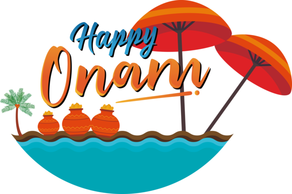 Transparent Onam Logo Line Fashion for Onam Harvest Festival for Onam