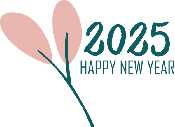Transparent New Year Logo Line Teal for Happy New Year 2025 for New Year