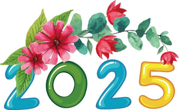 Transparent New Year calendar Flower Solar calendar for Happy New Year 2025 for New Year