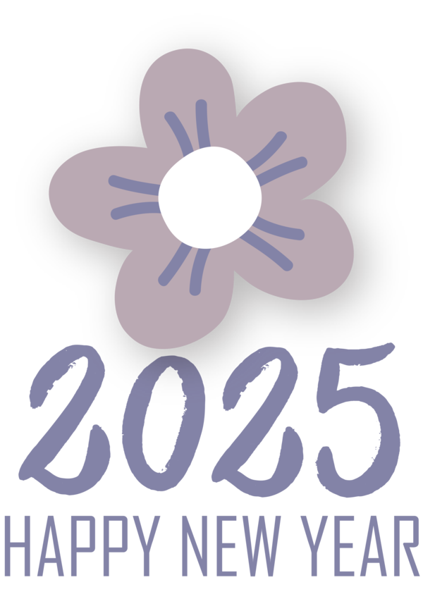 Transparent New Year Flower  Font for Happy New Year 2025 for New Year