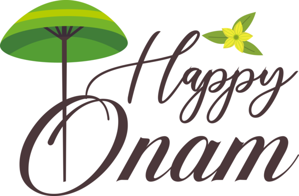 Transparent Onam Leaf Logo Plant stem for Onam Harvest Festival for Onam