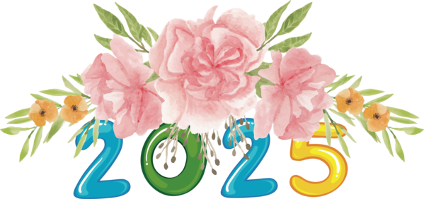 Transparent New Year Flower Flower bouquet Floral design for Happy New Year 2025 for New Year