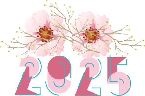 Transparent New Year Painting Drawing Flower for Happy New Year 2025 for New Year
