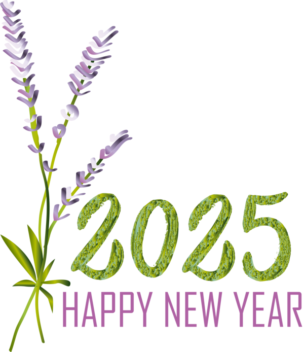 Transparent New Year Flower Plant stem Logo for Happy New Year 2025 for New Year