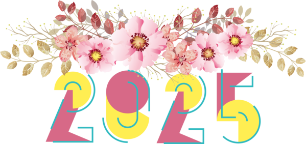 Transparent New Year Flower Floral design Flower bouquet for Happy New Year 2025 for New Year