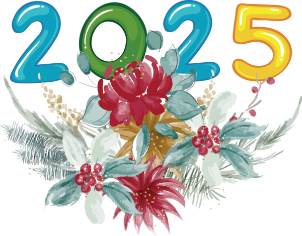 Transparent New Year Flower Common sunflower Painting for Happy New Year 2025 for New Year