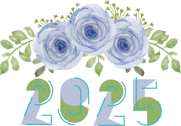 Transparent New Year Flower Drawing Design for Happy New Year 2025 for New Year