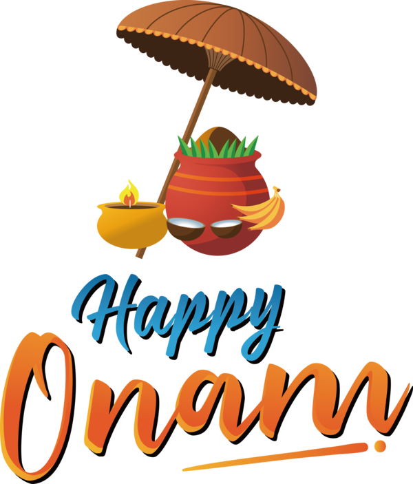 Transparent Onam Logo Flower Calligraphy for Onam Harvest Festival for Onam