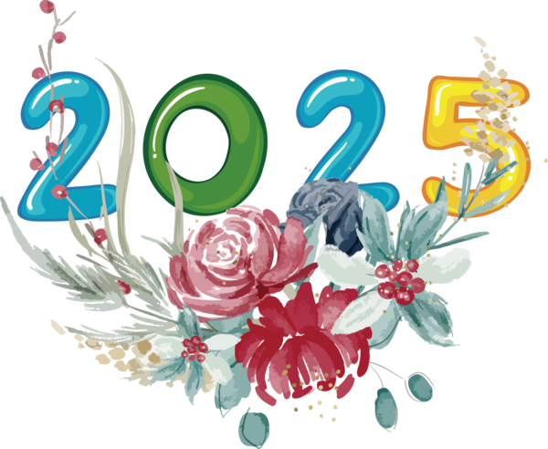 Transparent New Year calendar Flower New Year for Happy New Year 2025 for New Year