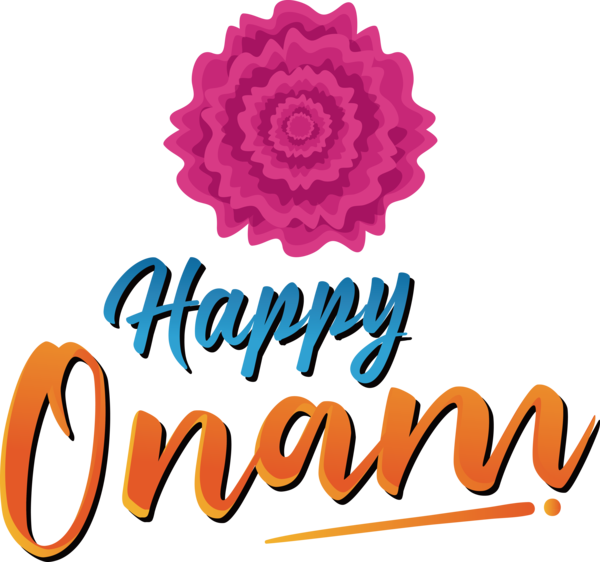 Transparent Onam Cut flowers Logo Line for Onam Harvest Festival for Onam
