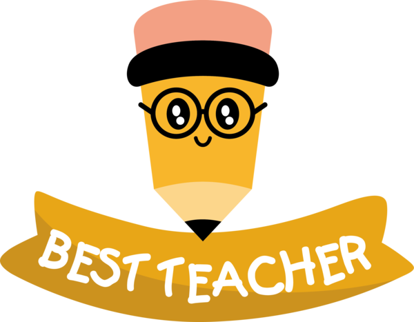 Transparent World Teacher's Day Logo Yellow Line for Best Teacher for World Teachers Day