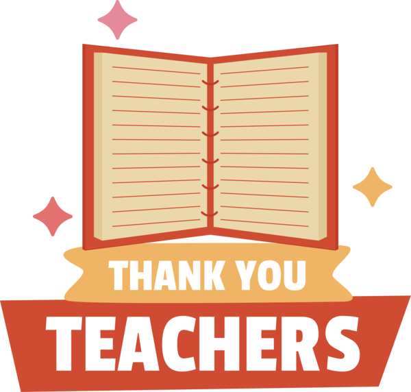 Transparent World Teacher's Day Line Font Orange for Thank You Teacher for World Teachers Day
