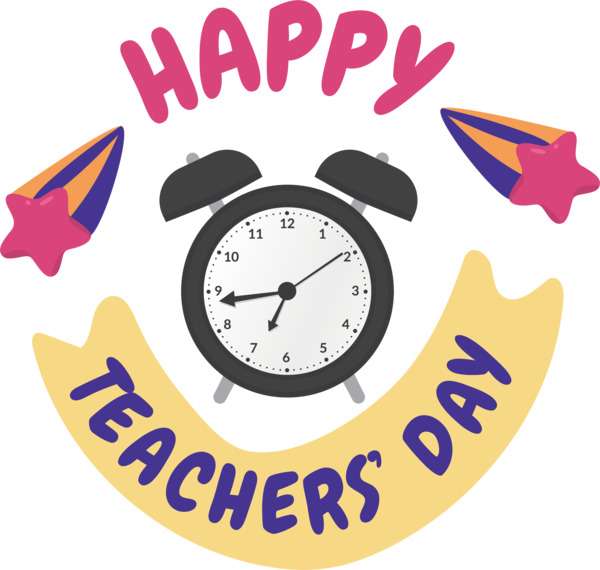 Transparent World Teacher's Day Clock Logo Yellow for Teachers' Days for World Teachers Day