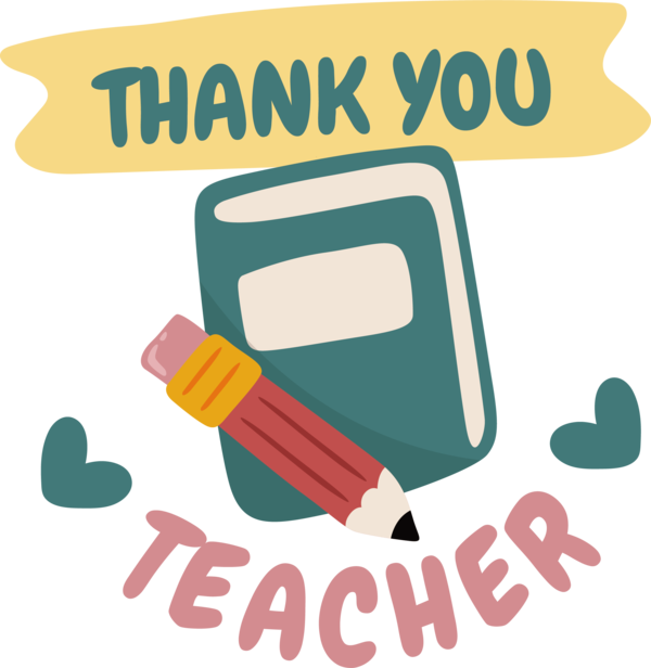 Transparent World Teacher's Day Design Logo Text for Thank You Teacher for World Teachers Day