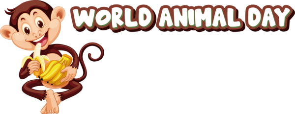 Transparent World Animal Day Banana Eating Cartoon for Animal Day for World Animal Day