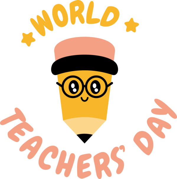 Transparent World Teacher's Day Logo Yellow Line for Teachers' Days for World Teachers Day