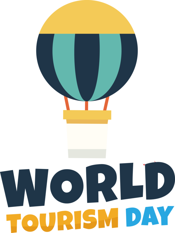 Transparent World Tourism Day Logo Hot air balloon Design for Tourism Day for World Tourism Day