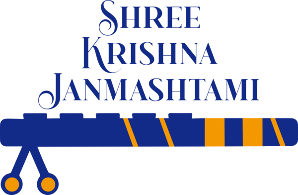 Transparent Janmashtami Logo Line Text for Krishna for Janmashtami