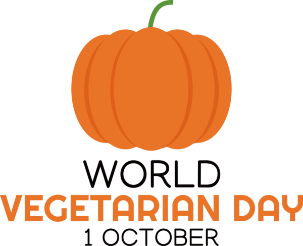 Transparent World Vegetarian Day Squash Jack-o'-lantern Vegetable for Vegetarian Day for World Vegetarian Day