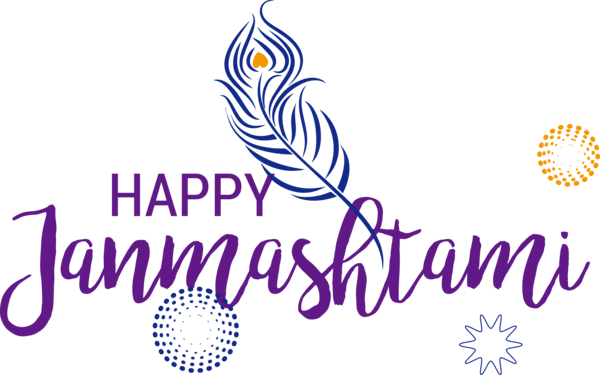 Transparent Janmashtami Design Logo Cobalt blue for Krishna for Janmashtami