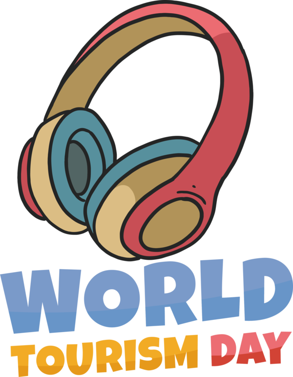 Transparent World Tourism Day Headphones Logo Cartoon for Tourism Day for World Tourism Day