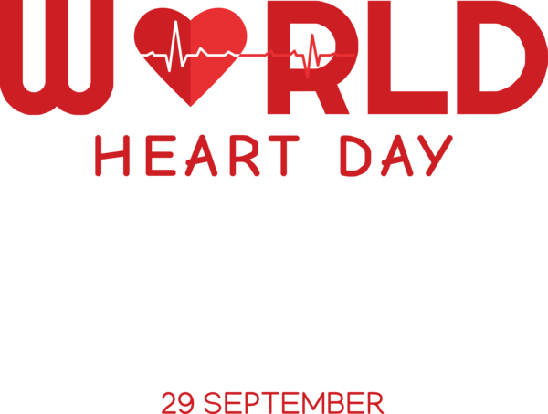 Transparent World Heart Day Logo Font Line for Heart Day for World Heart Day