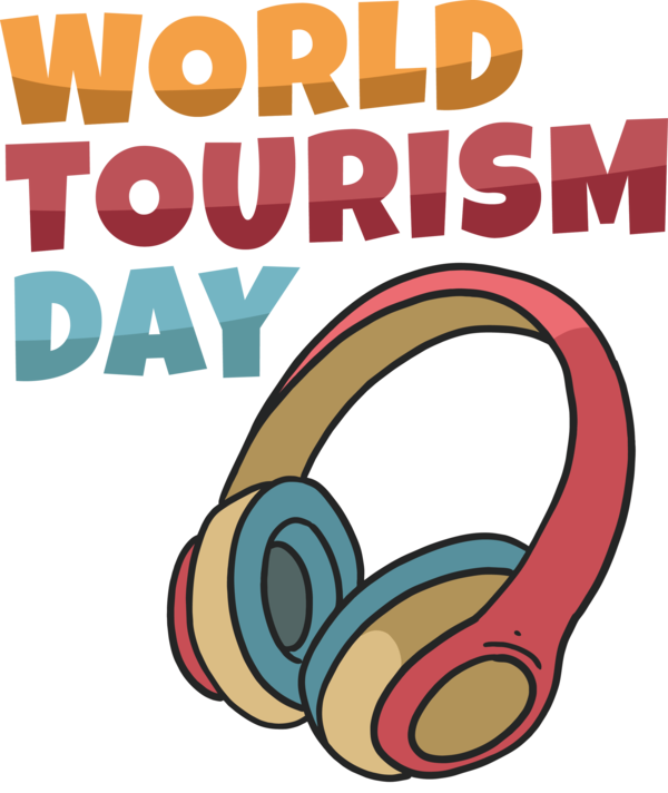 Transparent World Tourism Day Headphones Cartoon Design for Tourism Day for World Tourism Day