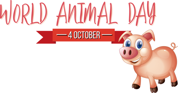 Transparent World Animal Day Pig Drawing Cartoon for Animal Day for World Animal Day