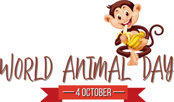 Transparent World Animal Day Banana Eating Fruit for Animal Day for World Animal Day