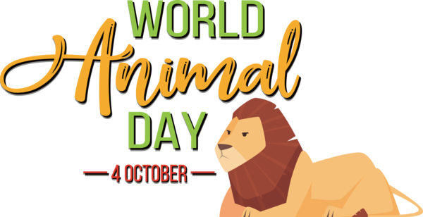 Transparent World Animal Day Lion Cat Cartoon for Animal Day for World Animal Day