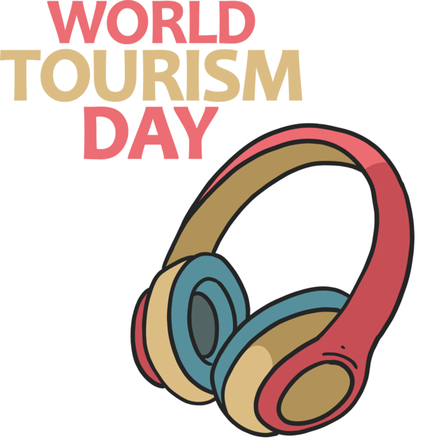 Transparent World Tourism Day Headphones Audio equipment Design for Tourism Day for World Tourism Day
