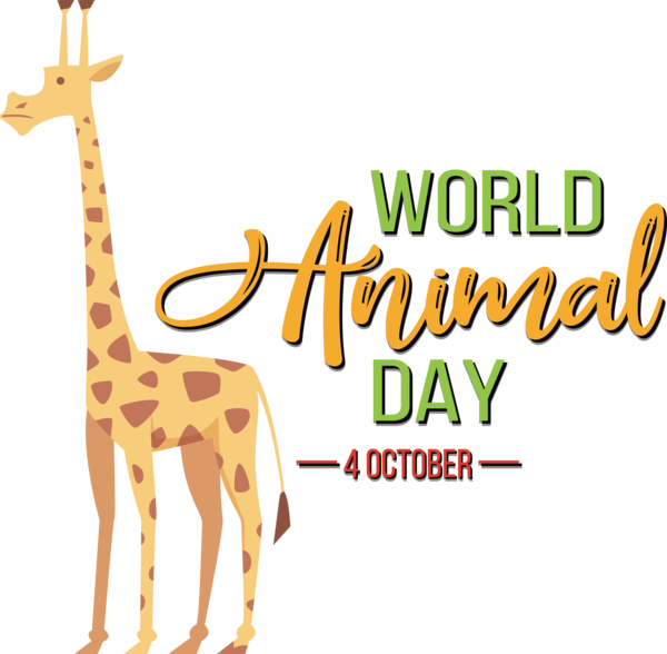 Transparent World Animal Day Giraffe Wildlife Cartoon for Animal Day for World Animal Day
