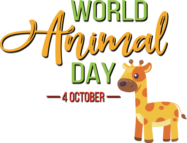 Transparent World Animal Day Giraffe Logo Line for Animal Day for World Animal Day