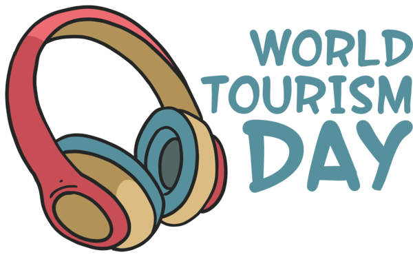 Transparent World Tourism Day Headphones Logo Cartoon for Tourism Day for World Tourism Day
