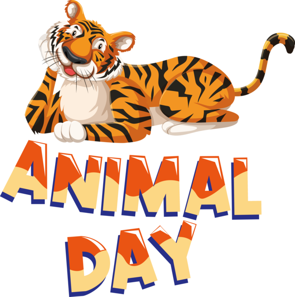 Transparent World Animal Day Tiger Cartoon Drawing for Animal Day for World Animal Day