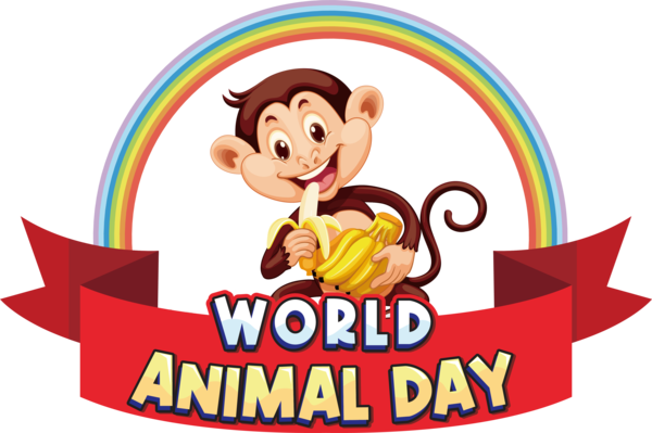 Transparent World Animal Day Banana Cartoon Eating for Animal Day for World Animal Day