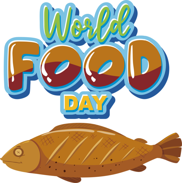 Transparent world food day Logo Fish Text for food day for World Food Day
