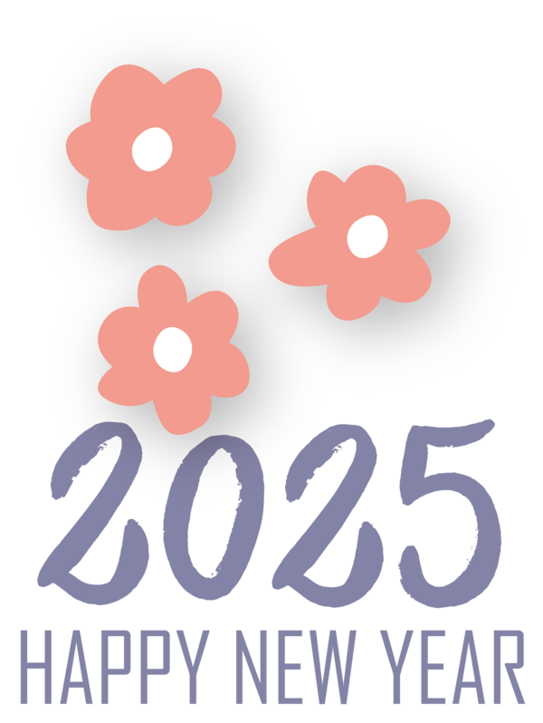 Transparent New Year Flower Logo Pink for Happy New Year 2025 for New Year