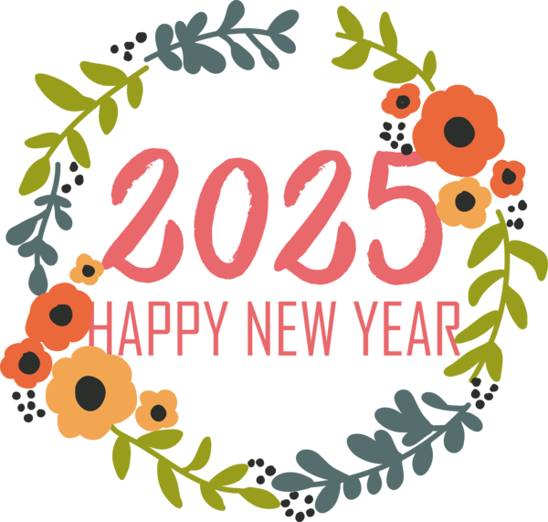 Transparent New Year Royalty-free Drawing Wreath for Happy New Year 2025 for New Year