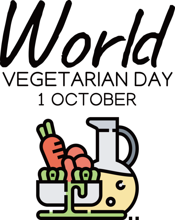 Transparent World Vegetarian Day Logo Text Icon for Vegetarian Day for World Vegetarian Day