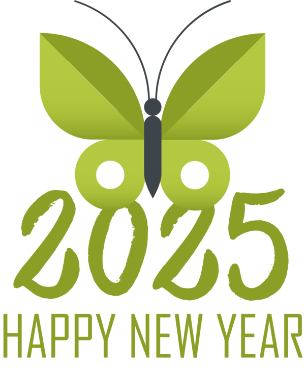 Transparent New Year Butterflies Logo Design for Happy New Year 2025 for New Year