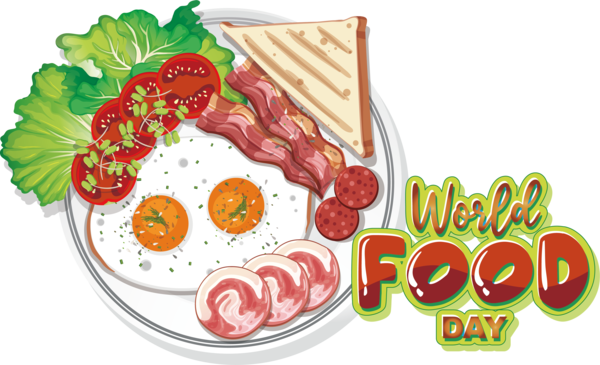 Transparent world food day Breakfast Toast Omelette for food day for World Food Day